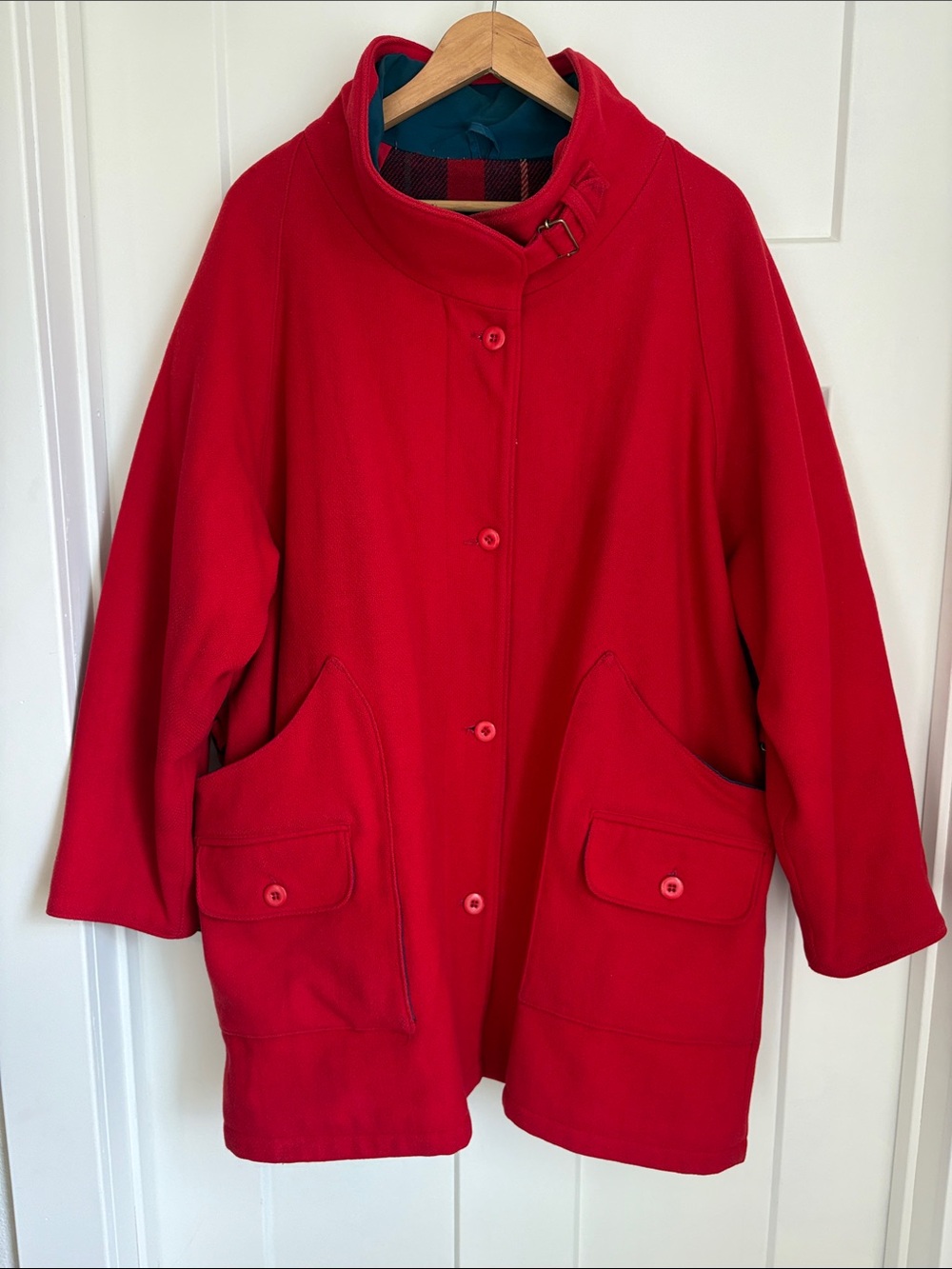Woolrich Women’s Red Coat Jacket - Classic Stand Collar